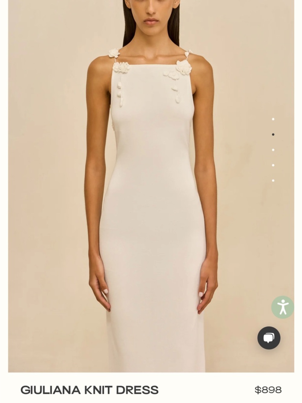 cult gaia Cream Backless Knit Column Dress with Floral Straps - Giuliana Dress
